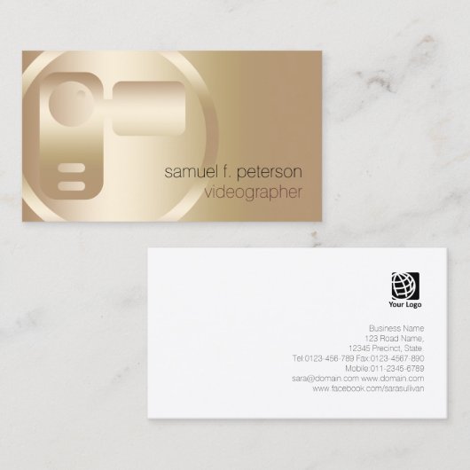 ビデオグラファーエレガント金ゴールドビデオストリップアイコン 名刺 (正面/裏面)