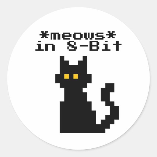 ビデオゲおもしろいーム猫シール ラウンドシール (正面)