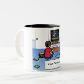 ビデオゲパーソナライズされたームプレーヤー – 男性マンガ ツートーンマグカップ (正面左)