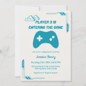 ビデオゲモダンームプレーヤー3ゲーム赤ちゃんシャワー 招待状 (正面)