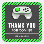 ビデオゲモダンーム誕生日パーティーの好意ステッカー スクエアシール (正面)