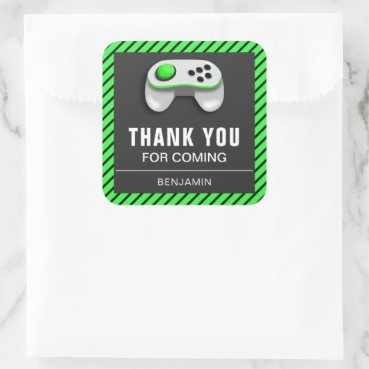 ビデオゲモダンーム誕生日パーティーの好意ステッカー スクエアシール (バッグ)