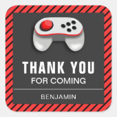 ビデオゲモダンーム誕生日パーティーの好意ステッカー スクエアシール (正面)