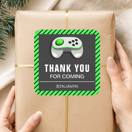 ビデオゲモダンーム誕生日パーティーの好意ステッカー スクエアシール