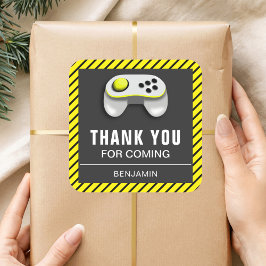 ビデオゲモダンーム誕生日パーティーの好意ステッカー スクエアシール