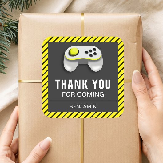 ビデオゲモダンーム誕生日パーティーの好意ステッカー スクエアシール