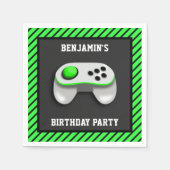 ビデオゲモダンーム誕生日パーティー紙 スタンダードカクテルナプキン (正面)