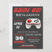 ビデオゲモダンーム赤子供の誕生日パーティー招待状 招待状 (正面)