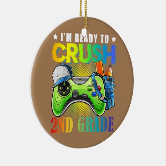 ビデオゲーおもしろいム2年生をクラッシュする準備ができている セラミックオーナメント (右)