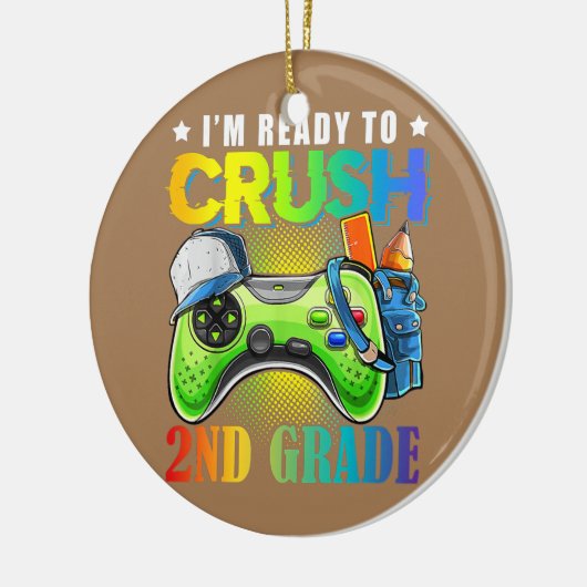 ビデオゲーおもしろいム2年生をクラッシュする準備ができている セラミックオーナメント (左)