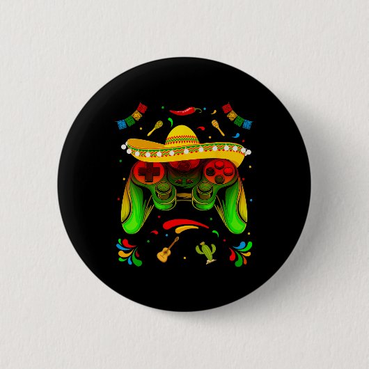 ビデオゲーおもしろいムCinco De Mayo Boys Kids Let's Fie 缶バッジ (正面)