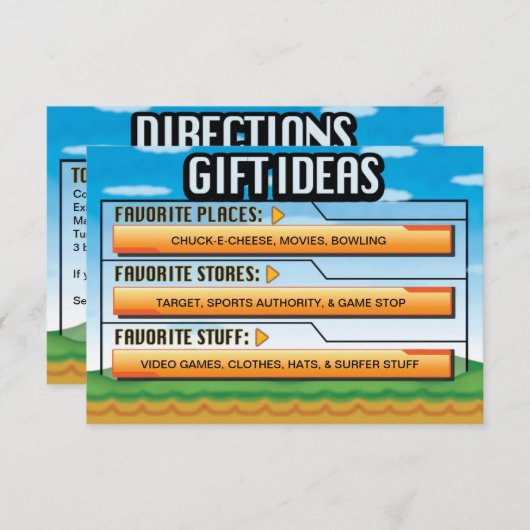 ビデオゲーマーの誕生会のギフトのアイディア/地図の挿入物 エンクロージャーカード (正面/裏面)