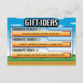 ビデオゲーマーの誕生会のギフトのアイディア/地図の挿入物 エンクロージャーカード (正面)