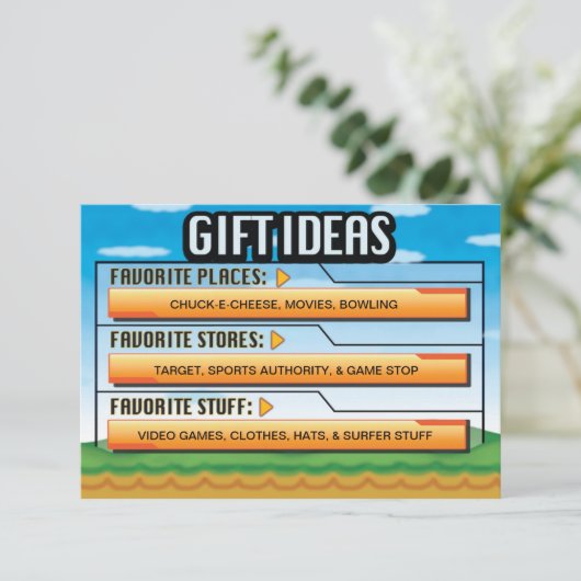 ビデオゲーマーの誕生会のギフトのアイディア/地図の挿入物 エンクロージャーカード (スタンド正面)