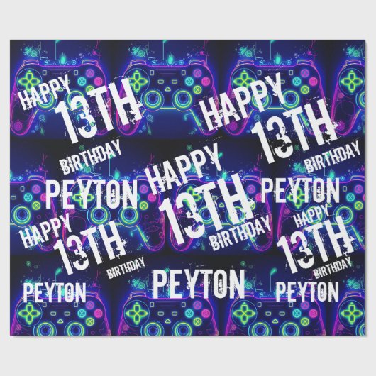 ビデオゲーマーアーケードゲームレベルアップ誕生日 ラッピングペーパー (フラット)