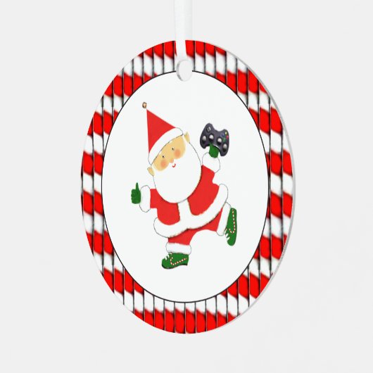 ビデオゲーマーギフトパーソナライズされた メタルオーナメント (正面左)