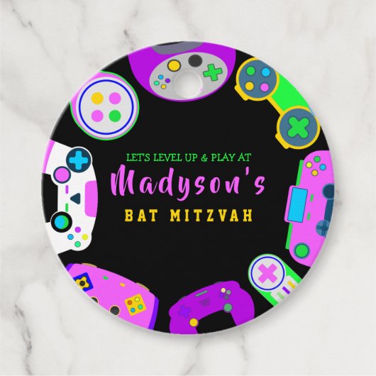 ビデオゲーマーゲーミングガールバルミツワーギフトラベル フェイバータグ (正面)