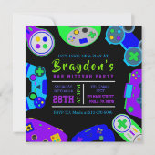 ビデオゲーマーゲームバー(ユダヤ教の)バル・ミツバー夕べパーティー 招待状 (正面)