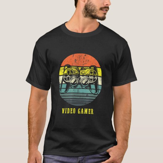 ビデオゲーマーゲームレトロゲーミングコントローラープレーヤー Tシャツ (正面)