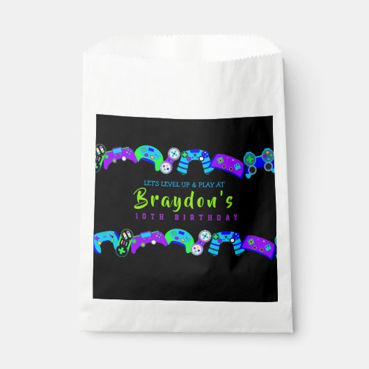 ビデオゲーマーゲーム子供の誕生日パーティー フェイバーバッグ (正面)