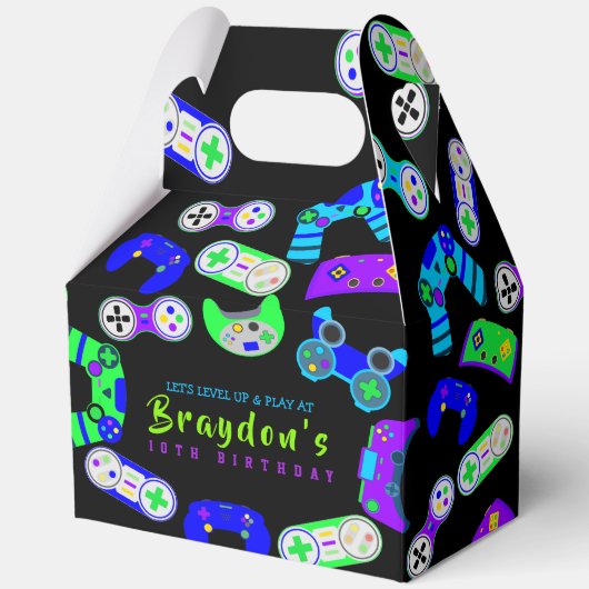 ビデオゲーマーゲーム子供の誕生日パーティー フェイバーボックス (正面)