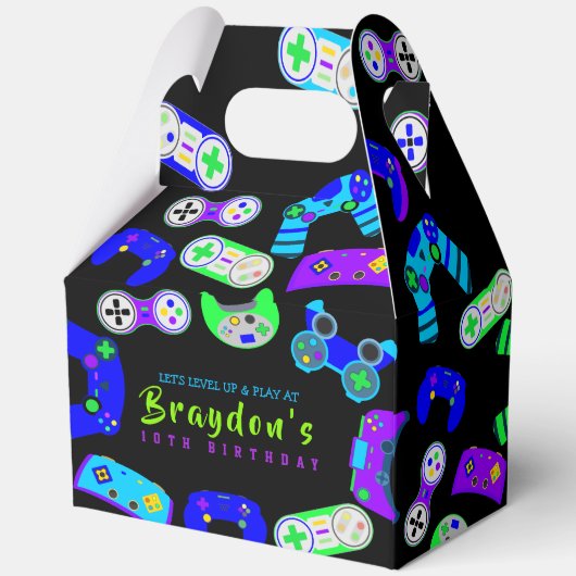 ビデオゲーマーゲーム子供の誕生日パーティー フェイバーボックス (裏面)