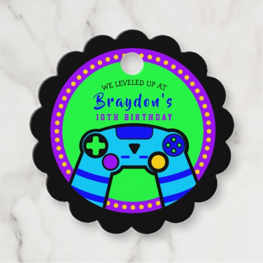 ビデオゲーマーゲーム誕生日パーティギフト持ち帰る フェイバータグ (正面)