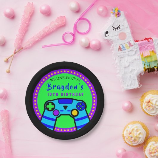 ビデオゲーマーゲーム誕生日パーティギフト持ち帰る ペーパープレート (パーティー)