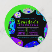 ビデオゲーマーゲーム誕生日パーティーへの招待 招待状 (正面/裏面)