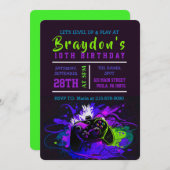 ビデオゲーマーゲーム誕生日パーティーへの招待 招待状 (正面/裏面)