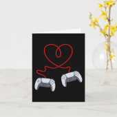 ビデオゲーマーコントローラーValentines Dayハート少年 カード (黄色い花)