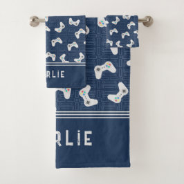 ビデオゲーマーパターン名前をカスタムする バスタオルセット