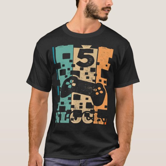 ビデオゲーマーレベル5ロック解除された5番目の誕生日 Tシャツ (正面)