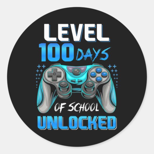 ビデオゲーマー100th Day Of Schoolレベル100日Unl ラウンドシール (正面)