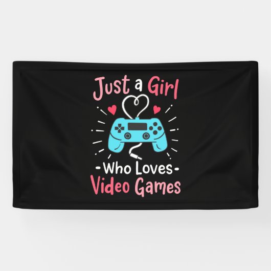 ビデオゲームが大好きな女の子 横断幕 (横)