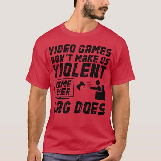 ビデオゲームが私たちを暴力的にするわけじゃない Game Over 友達 Tシャツ (正面)