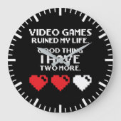 ビデオゲームが私の人生を台無し,ゲーマーおもしろい,ゲーム ラージ壁時計 (正面)