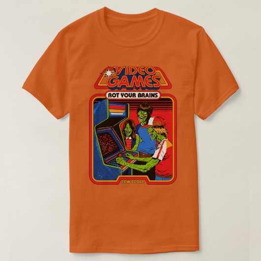ビデオゲームで脳が腐る80 Tシャツ (デザイン正面)
