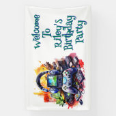 ビデオゲームとピザボーイの誕生日へようこそ 横断幕 (縦)