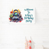 ビデオゲームとピザボーイの誕生日へようこそ 横断幕 (インサイチュ)