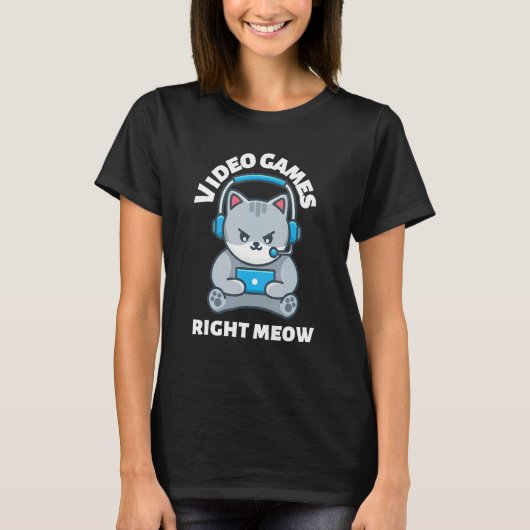 ビデオゲームにゃんにゃん 猫ミーム Tシャツ (正面)