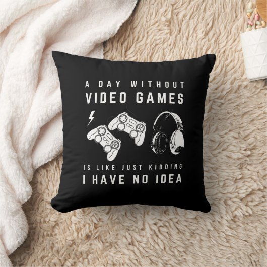 ビデオゲームのないおもしろい日 クッション (ブランケット)