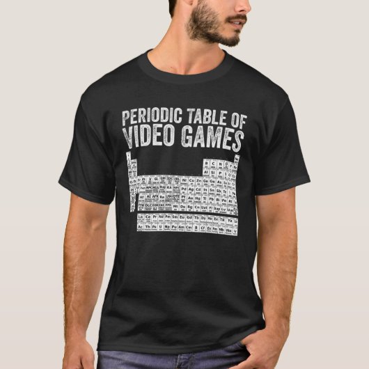 ビデオゲームのゲーマー要素のカッコいい周期表 Tシャツ (正面)