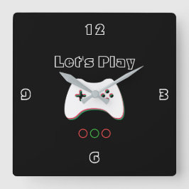 ビデオゲームのコントローラーは、芸術遊ぼう、赤い及び緑の スクエア壁時計