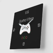 ビデオゲームのコントローラーは、芸術遊ぼう、赤い及び緑の スクエア壁時計 (傾斜)