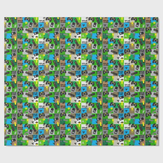 ビデオゲームのトラックの誕生会のゲーマーのアーケード ラッピングペーパー (フラット)