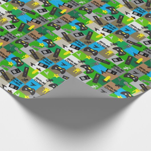 ビデオゲームのトラックの誕生会のゲーマーのアーケード ラッピングペーパー (角)