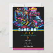 ビデオゲームのトラックバスゲーマー誕生日パーティー 招待状 (正面)