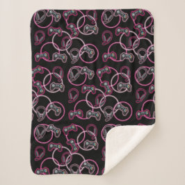 ビデオゲームのネオンピンクの女の子のパターン シェルパブランケット