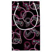 ビデオゲームのネオンピンクの女の子のパターン スモールペーパーバッグ (裏面)